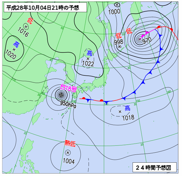 日本氣象廳8點24小時預測圖