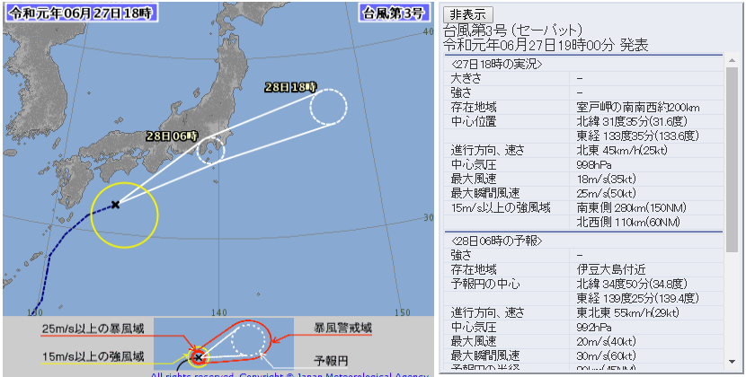 日本氣象廳颱風情報